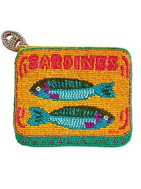 Beaded Sardine Bag, Sardines in Tin Can Coin Pouch, Lily Posh